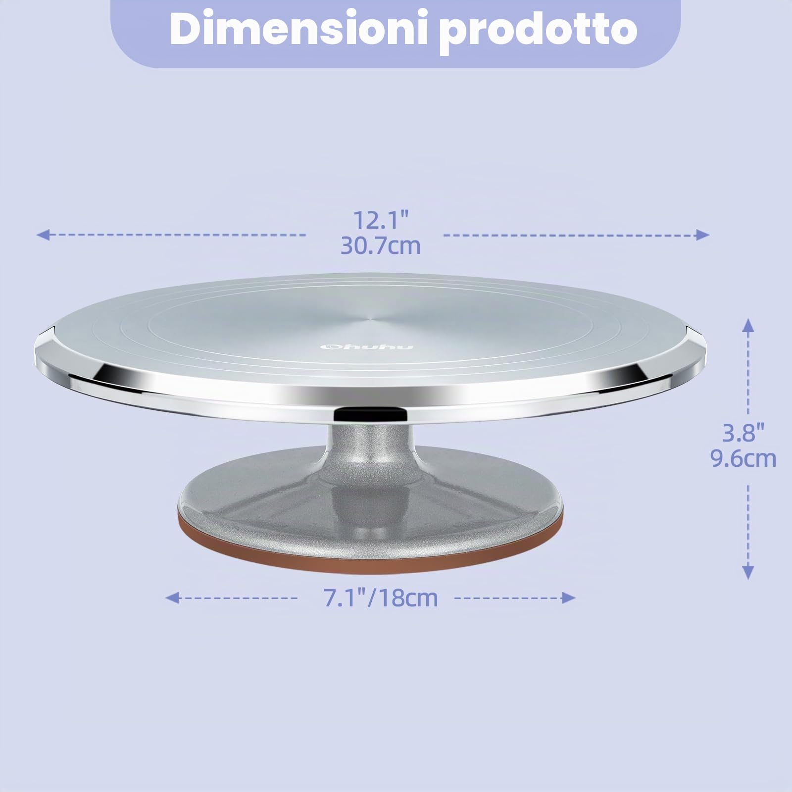 Ohuhu Piatto Girevole per Torte, 12 Pollici Decorazioni Torte Pasticceria in Alluminio, Vassoio per Torte Girevole