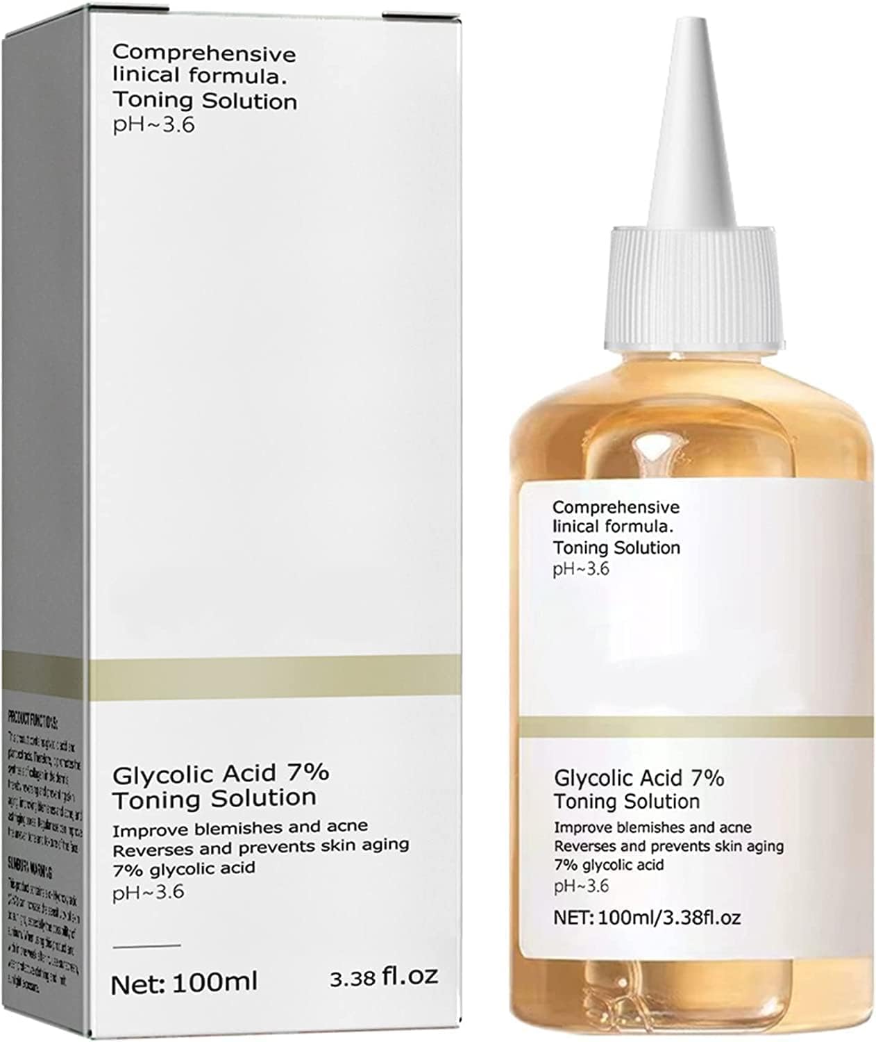 Baopinlady Glycolic Acid 7% Toning Resurfacing Solution,Ordinary Glycolic Acid Toning Solution,Exfoliate, Brighten,and Rejuvenate Your Skin, 100 g (Pack of 1), Pack of 1