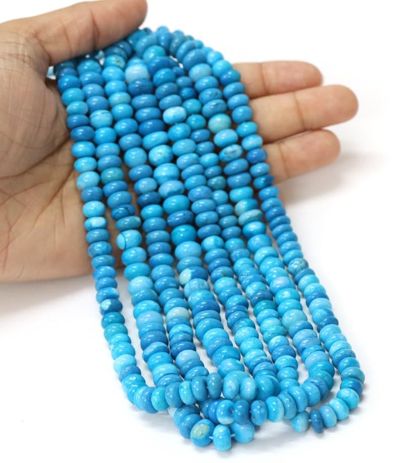 Perles rondes bleu cyan naturelles 7-10 mm pour fabrication de bijoux collier bracelet