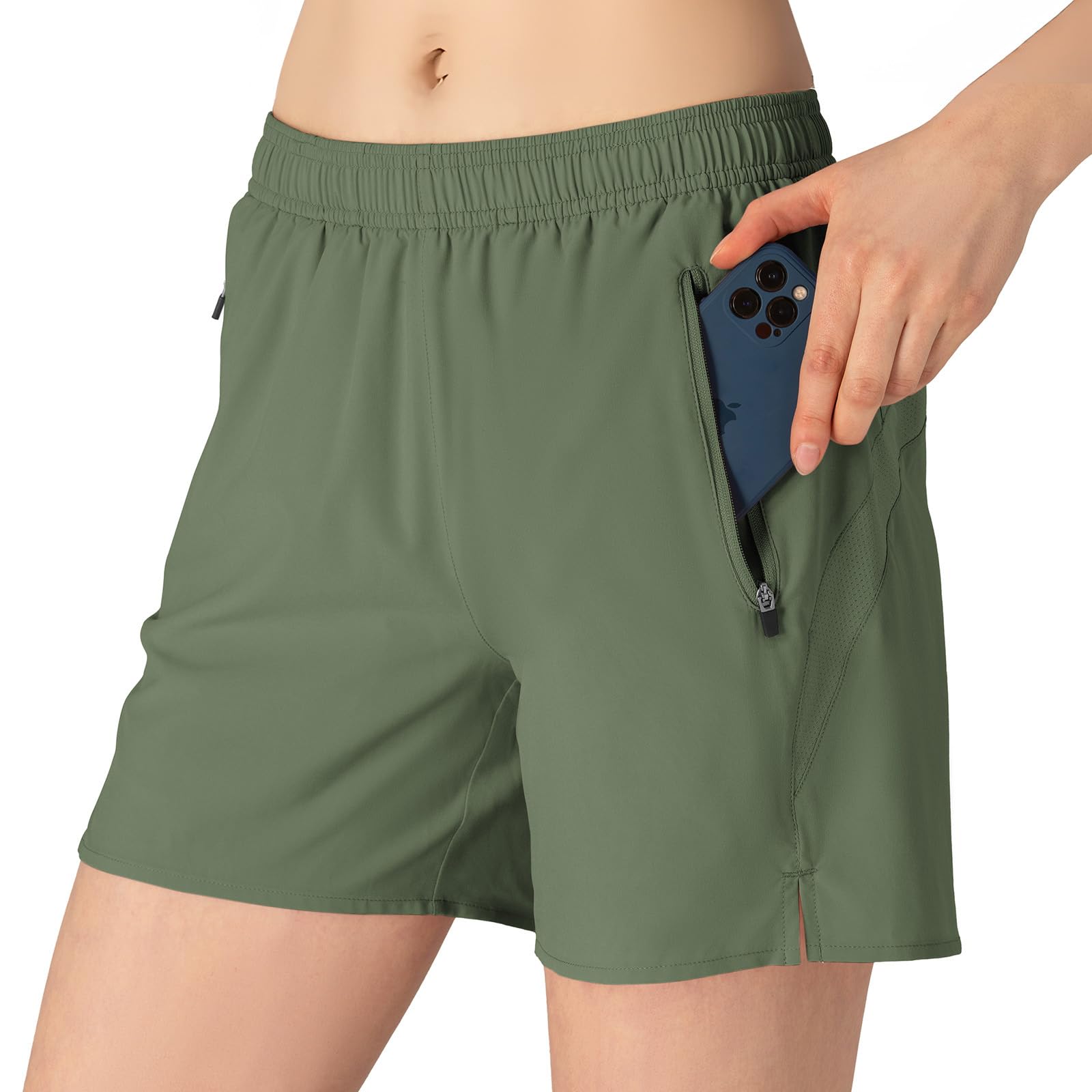 donhobo Damen Sport Shorts Schnell Trocknend Kurze Hose | Sommer Sporthose Fitness Atmungsaktiv Leicht Yoga Gym Training Laufshorts mit Reißverschlusstasche