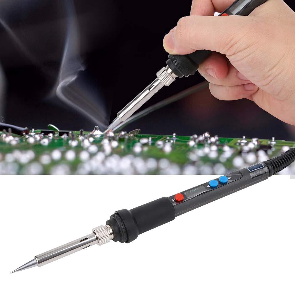 Pluma de calentamiento de soldadura, punta de soldadura de la serie 900M Soldador eléctrico Soldador portátil con LCD para reparación electrónica 20V 10A Enchufe de la UE