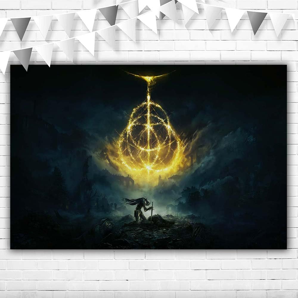 Elden Ring Backdrop 5x3ft Vinyl Elden Ring Birthday Party Decorations Supplies Cake Table Room Wall Decor Banner Poster Photography Background Picture Photoshoot Video Props