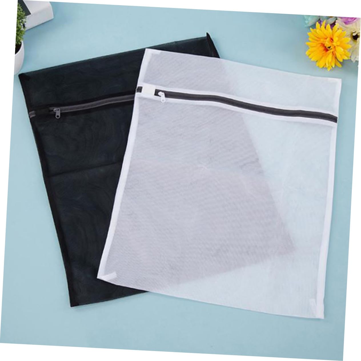 Feinmaschige Wäschebeutel 12 Stück Schwarz aus Polyester Fibre | 3, Schutzbeutel für Empfindliche Kleidungsstücke, Separate Schmutzwäsche Aufbewahrung
