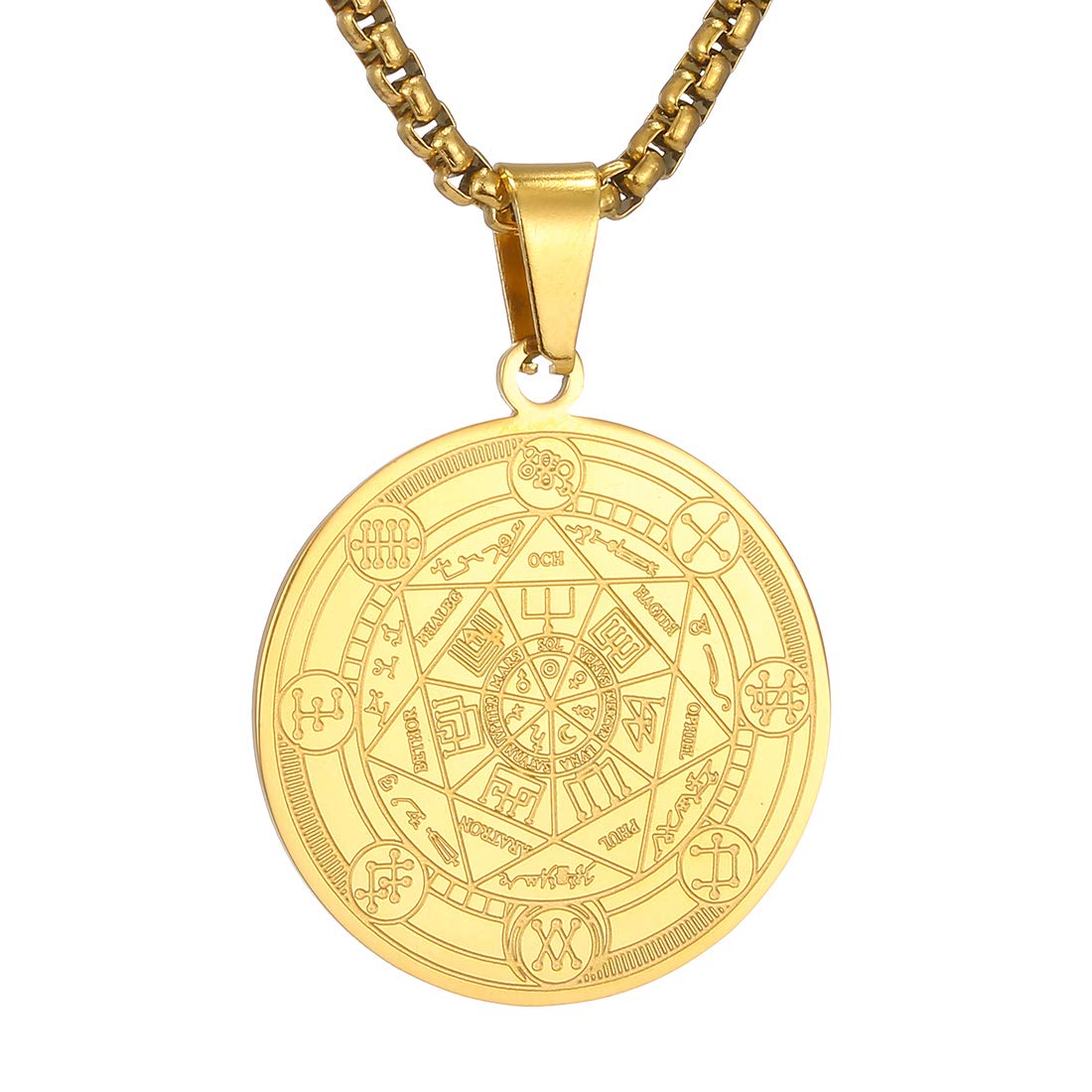 Naszyjnik z medalionem talizmanem, pieczęć 7 aranges talizman pentagram, amulet Salomona