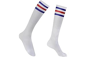 Retro Striped Cotton Knee High Socks Thigh High Women Athletic Socks Football Sports Tube Socks