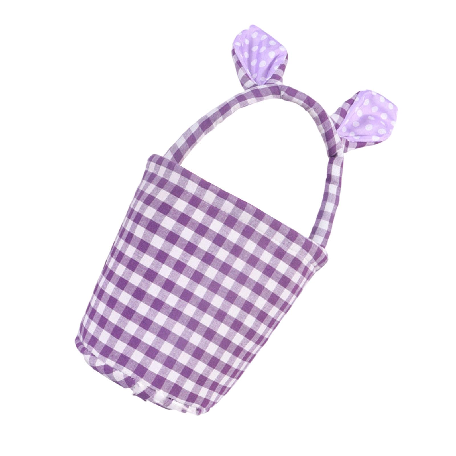 Nucelit Easters Rabbits Ear Decorative Storage Basket Striped Fabric Woven Handled Bin for Eggs Hunts Treats Home Decors Easters Celebration Basket