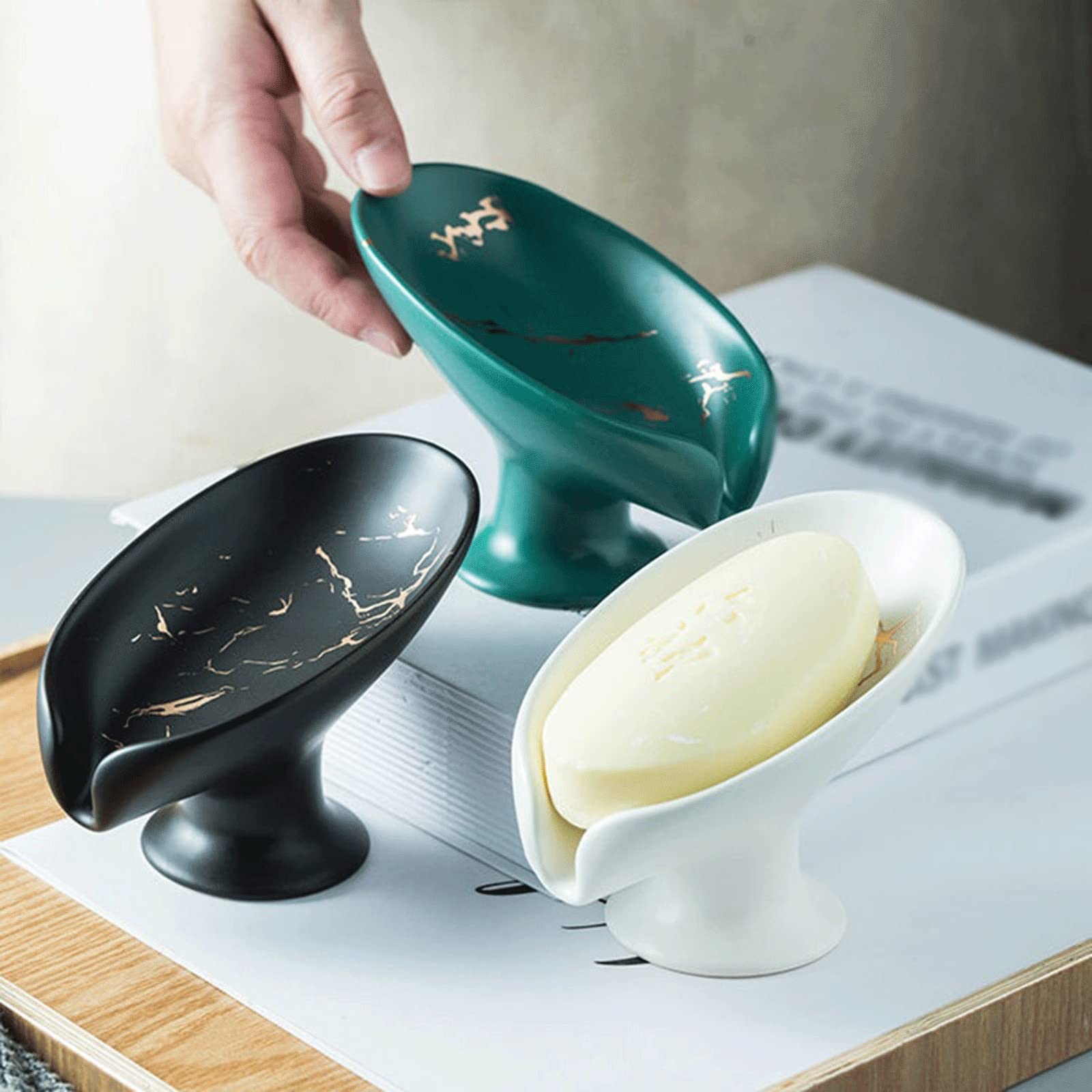 Portasapone in ceramica (verde), portasapone a forma di foglia di ginkgo, portasapone per bagno, portasapone solido per cucina, vasca da bagno, lavand | Leroy Merlin