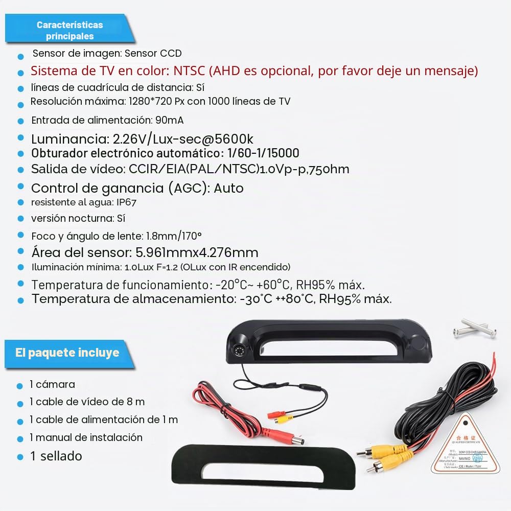 Sistema de marcha atrás HD Transporter con luz de freno, cámara de aparcamiento, compatible con Fiat Ducato X250 X251 290 290 X/Citroen Jumper 244 Z 250 2500/Peugeot Boxer Furgon MK3/Opel Movano