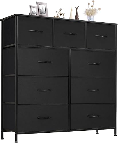 Sweetcrispy Cómoda de 9 cajones para dormitorio, muebles de habitación de niños, torre de pecho alto, unidades organizadoras de almacenamiento para