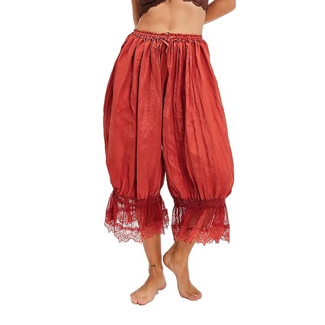 Womens Drawstring Lace Slips Trim Ruffle Hem Capri Pants Y2K Summer Going Out Streetwear Lightweight Bloomers Pant
