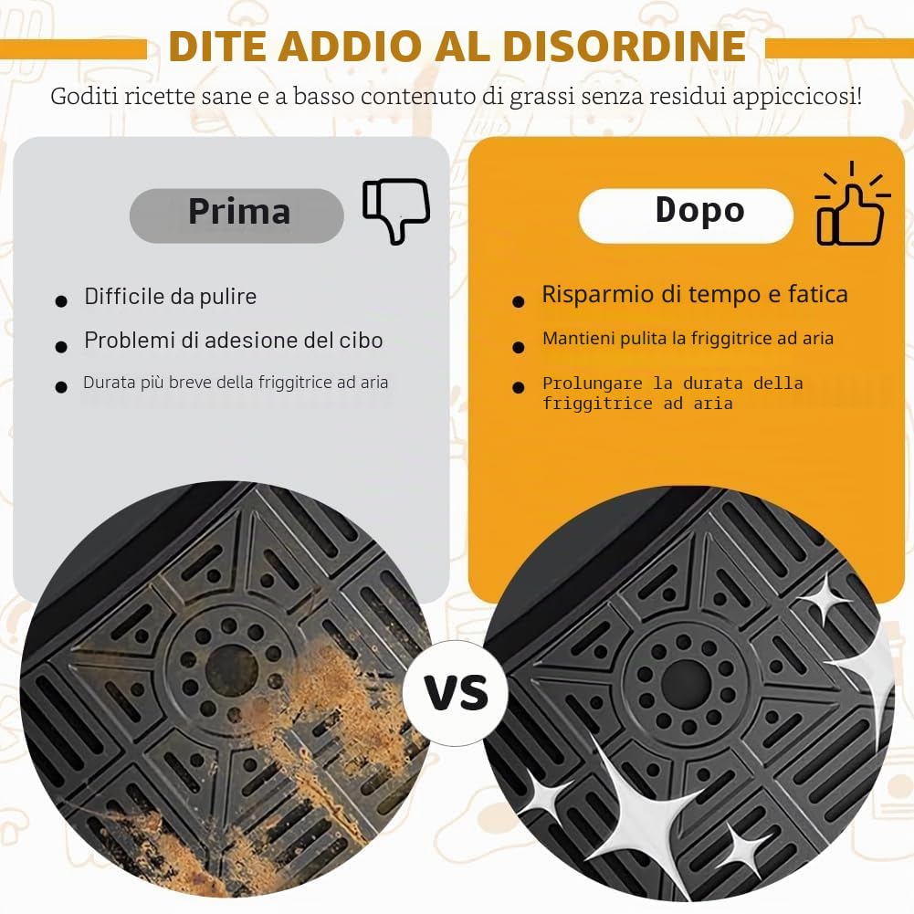 Carta Forno per Friggitrice ad Aria Cosori 10 Litri, 180 Pezzi Carta da Forno per Cosori Friggitrice ad Aria 10 Litri, Carta Pergamena Contenitori Friggitrice ad Aria Accessori
