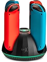 Vista 1 de Base de carga para 4 controladores, compatible con 4 controladores Joy-Con Nintendo Switch (negro)