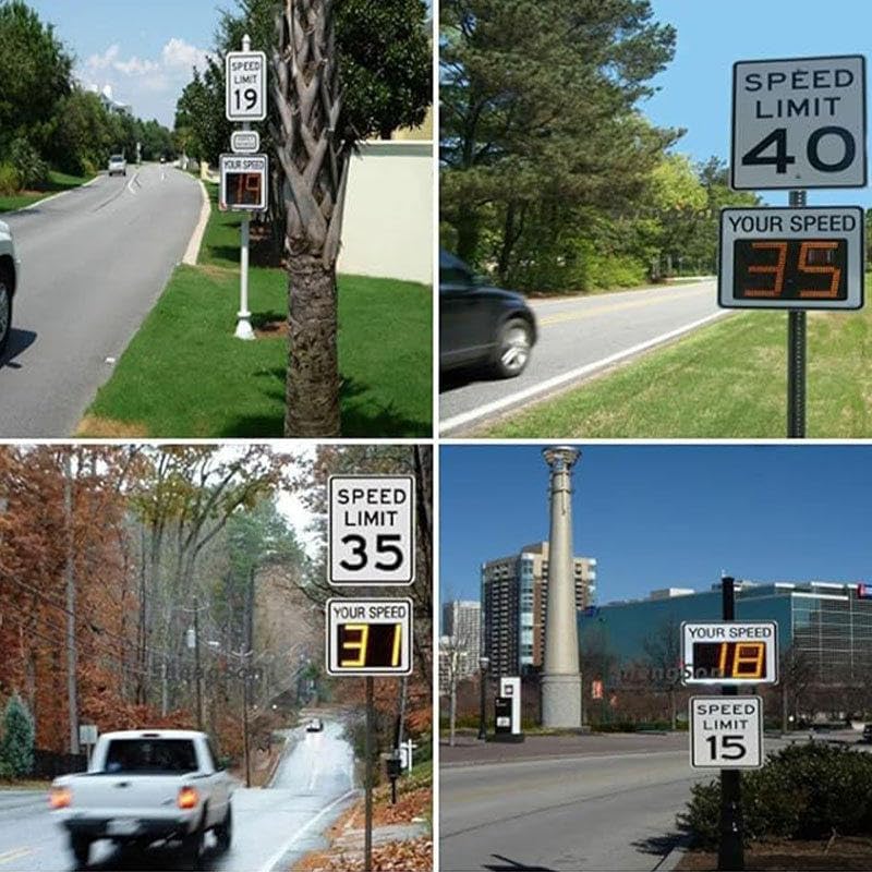 20"x27" Wireless Radar Speed Feedback Tracker - High Visibility Traffic Speed Monitor for Roads, Parking Lots & Safety Zones - Enhance Safety with Bright Yellow Display