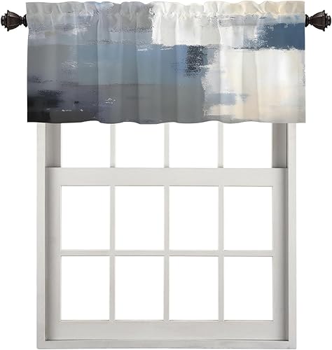 Miniatura 22 de Cenefas de cocina modernas con patrón de cobre marrón dorado para ventanas, cenefas opacas abstractas de marcas de arañazos y cortinas opacas