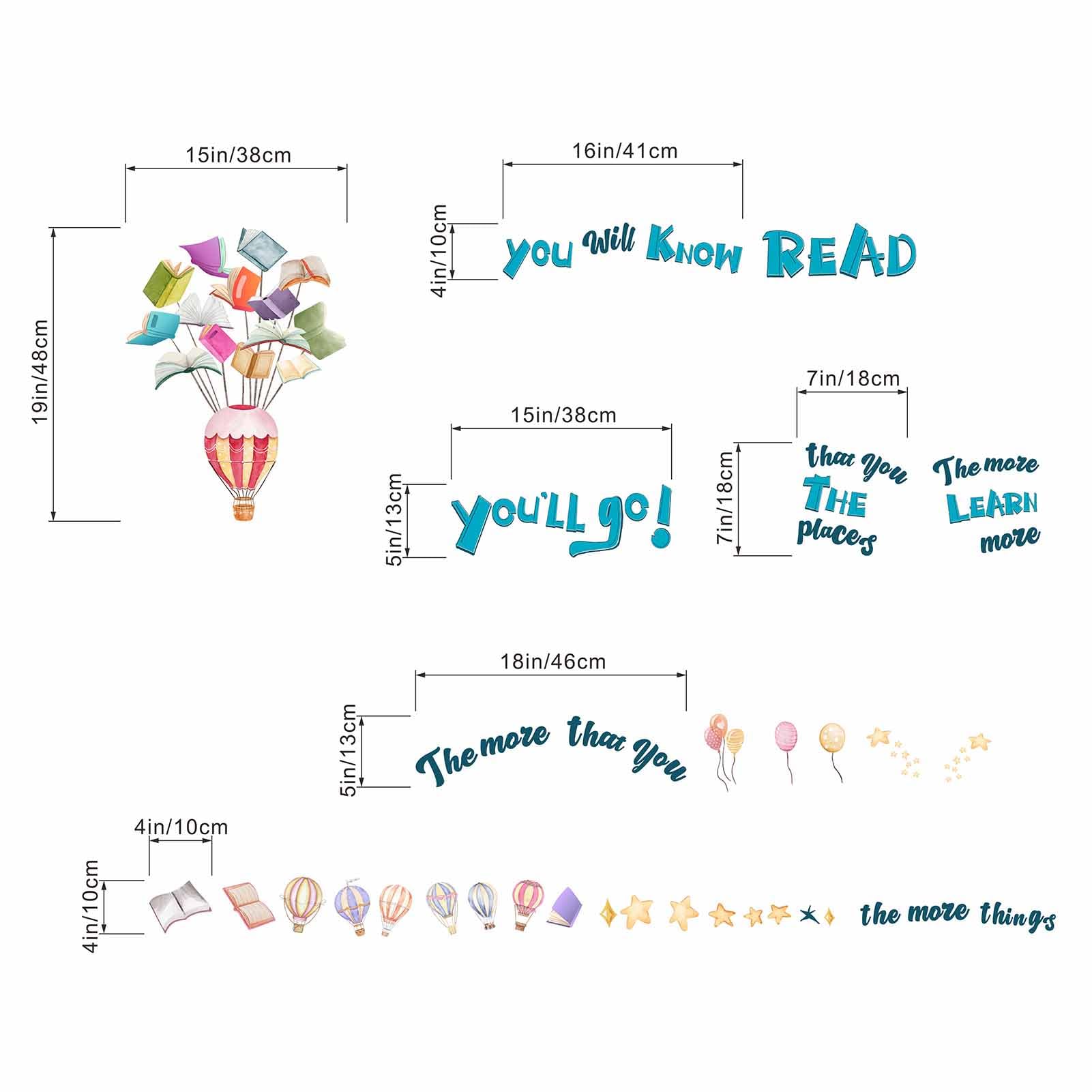 Calcomanías de pared de libro de lectura para aula: aprendizaje educativo, lee citas inspiradoras Cuanto más lees, calcomanías de pared para despegar y pegar, guardería, escuela, biblioteca, oficina