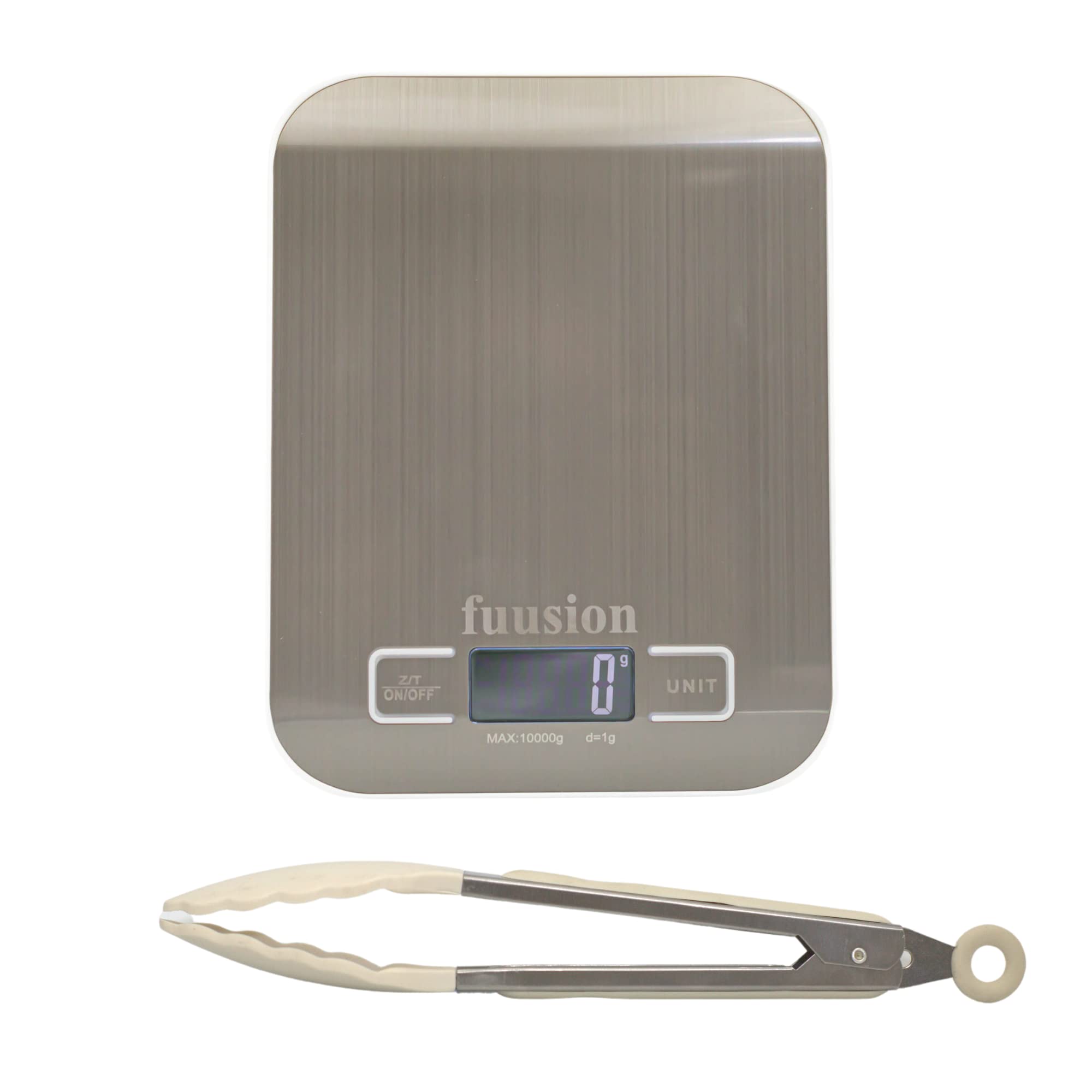 fuusion Digital Kitchen Scale, Food Scale, Digital Display, LCD Screen, Slim Design, Weight Capacity of 22.04 lb, Food Weighing Scale With Additional Free Kitchen Tongs