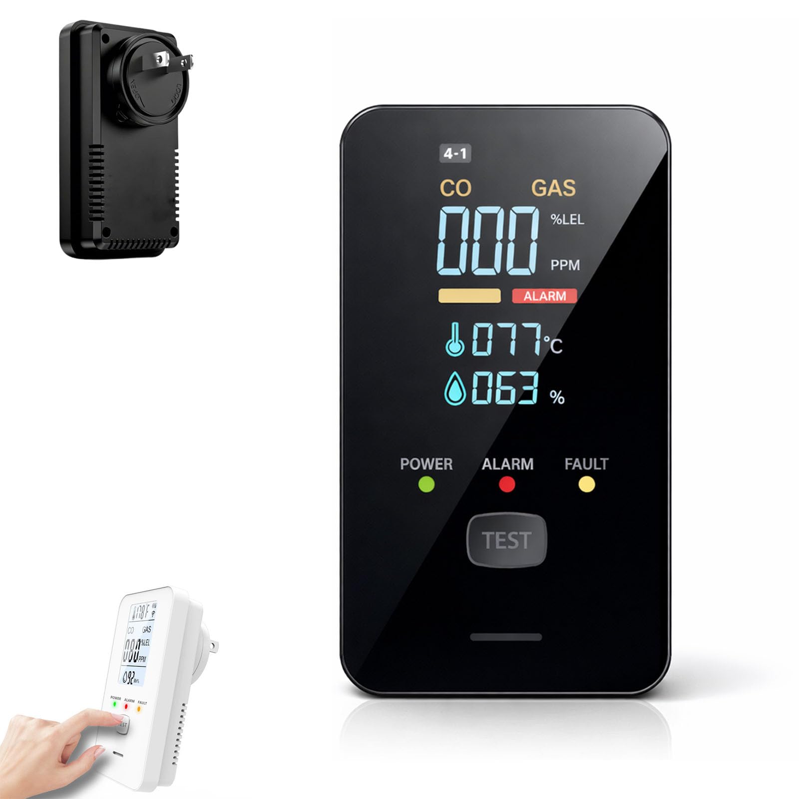 Steadfast Haven 4-in-1 Detector with HD Screen, Home, Apartment, Hotel, Camping RV (White) (Black-Gray Screen) — view 10