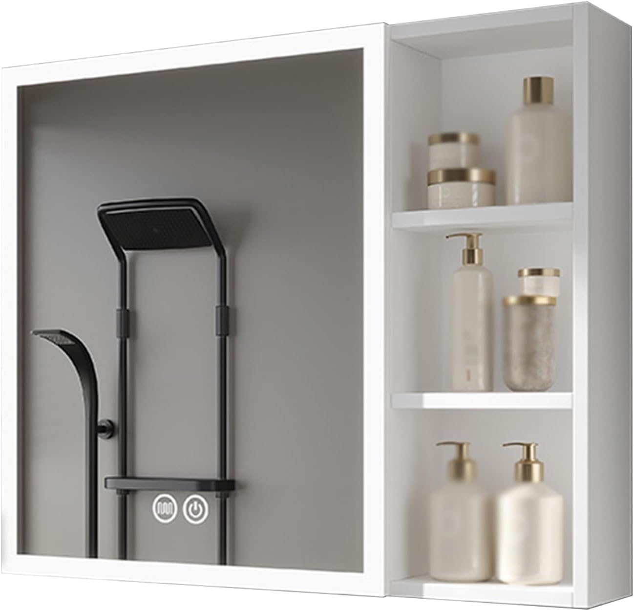 Dual Touch Smart Bathroom Mirror Bathroom Mirror Cabinet Fog Mirror Cabinet Wall Mounted Storage Cabinet Aluminum Storage Cabinet with Mirror Smart Beauty Mirror Cabinet(White,80cm)