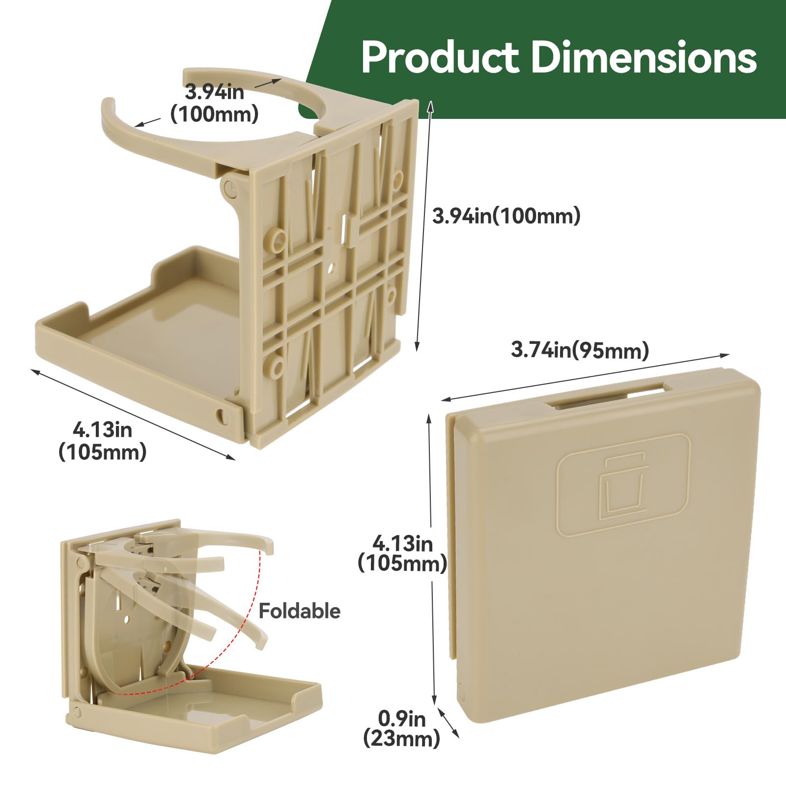2 portavasos plegables ajustables para botellas de agua para automóviles, se adapta a la mayoría de tamaños de botellas, con tornillos y cintas, para coche, camión, caravana, barco, furgoneta,
