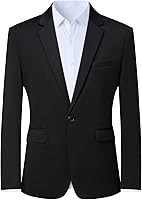 Mylldey Men's Wrinkle-Free Slim Fit Blazer - One Button Business Casual Sport Coat Jacket for Travel & Events