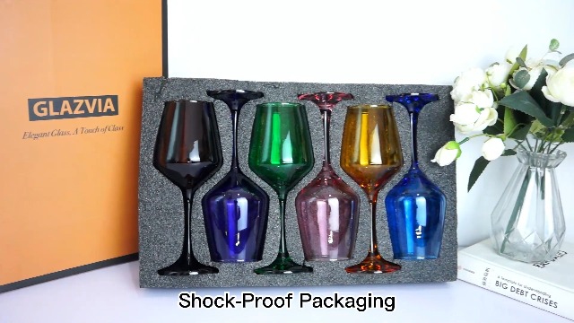 Amazon.com | GLAZVIA Multi Colored Wine Glasses Set of 6, 12oz