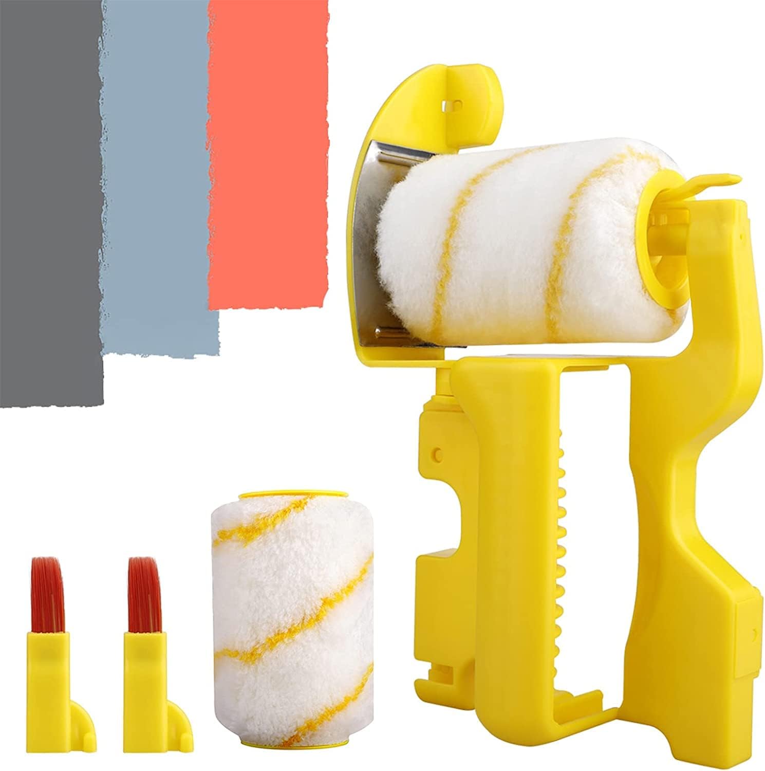 Handheld Paint Roller Combo Kit Roller Frame with Handle Roller Paint Brush for Painting House Wall Ceiling Painting Supplies(Color:2pcs)