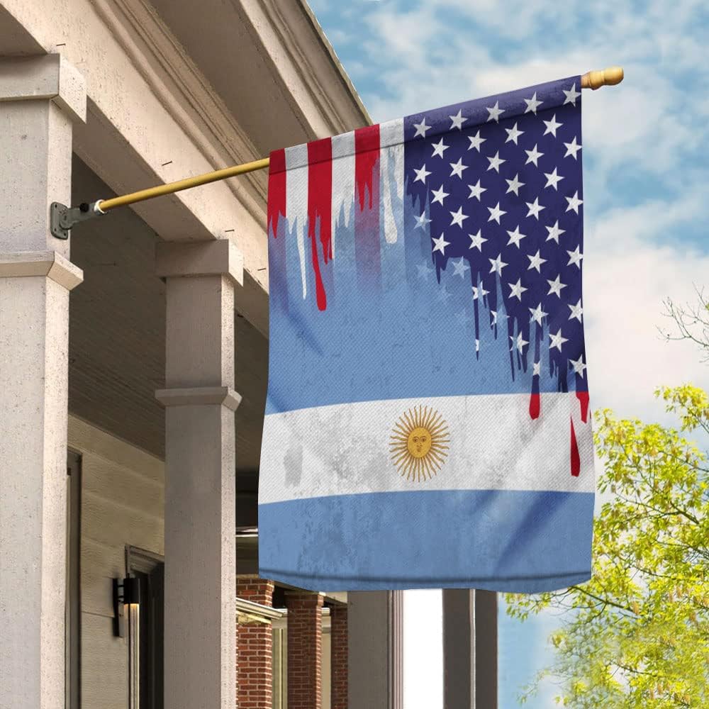 Flags Argentine American Flag Friendship USA Argentina Root House Flag (29.5" x 39.5")-USA Flags Premium Polyester-Decorative Indoor Outdoor Flag