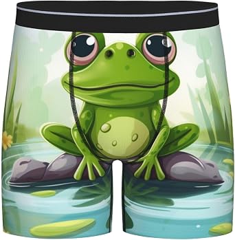 Frog In A Pond MenS Underwear Boxer Briefs Breathable Cotton Long-Leg Mens Boxer Briefs Fly With Built-In 3d Pouch