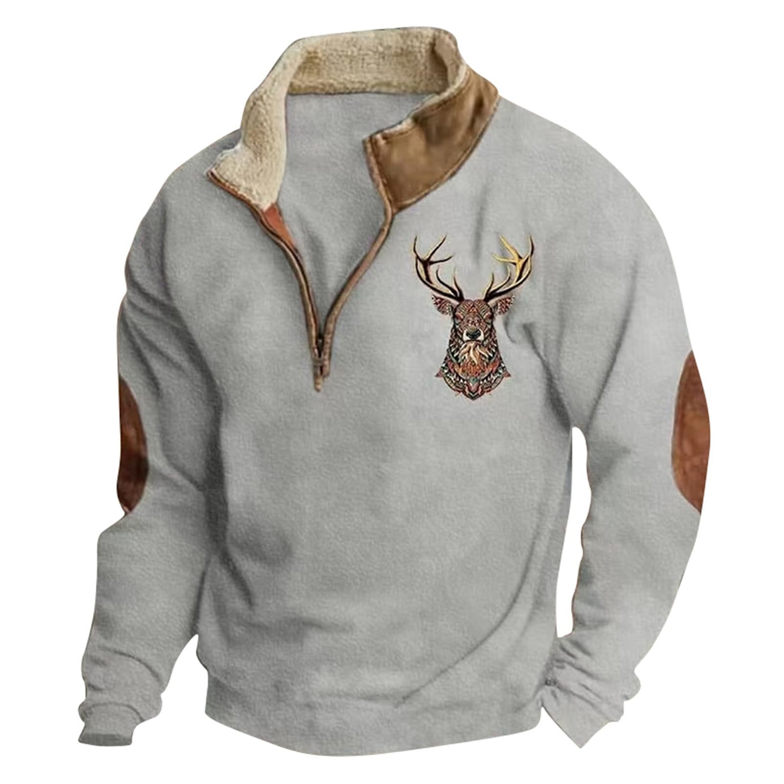 Pull De Noel Homme Renne Polaire Hiver Sweatshirt Imprimé