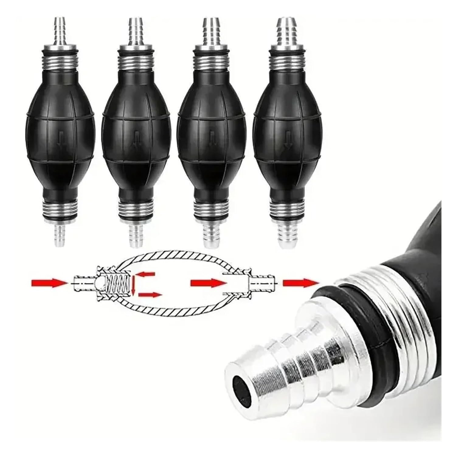 6/8/10/12mm Universal Fuel Pump Rubber Manual Liquid Oil Transfer Pump Petrol Diesel Hand Primer Bulb for Car Marine Outboard(12mm)