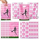 ArianQicult Football Party Favor Bags - 50Pcs Pink Football Goody Candy Treat Gifts Bags, Sport Themed Party Decorations for Adults Kids Boys Girls Birthday Outdoor Sports Events Supplies