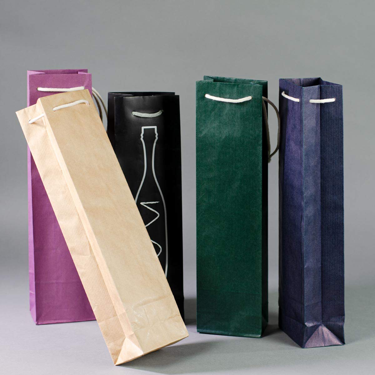 200 x Flaschentaschen schwarz 9,5+6,5x38 cm | Flaschentüten | Geschenktüte Flasche Wein | Weintaschen | HUTNER