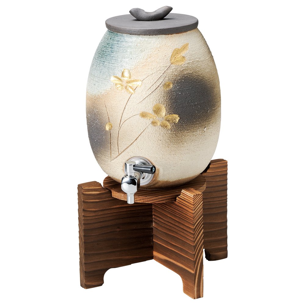 Amazon｜山下工芸 焼酎サーバー 白 21.5×16×35cm(2200cc) 金彩花彫