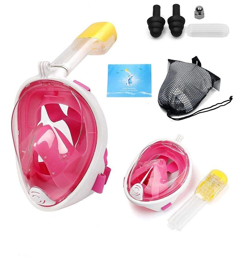 VBM Full Face Snorkel Mask Diving Mask Seaview 180° Panoramic Viewing Snorkeling Mask with Action Camera Mount Easy Breath Anti-Fog Anti-Leak Snorkeling Design for Adults (L/XL)