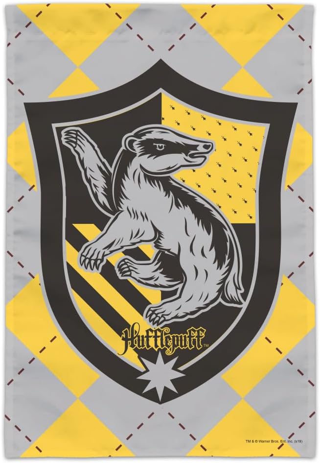 Harry Potter Hufflepuff Plaid Sigil Garden Yard Flag