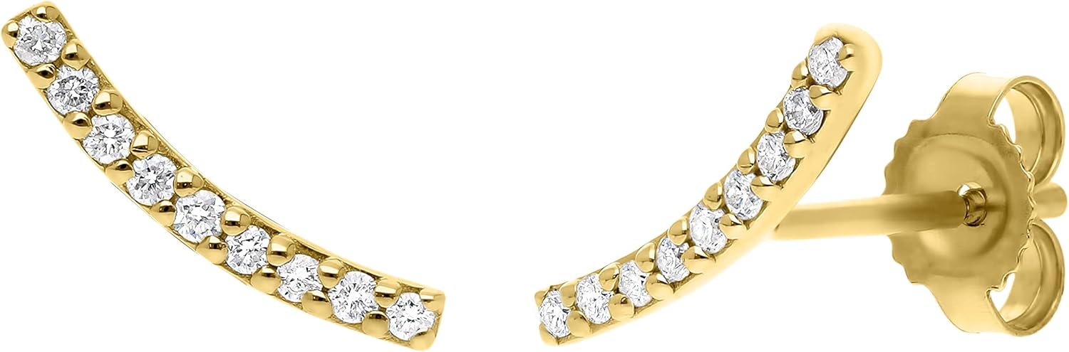 DISENO 10k Yellow Gold Ear Cuff Earrings with 0.10 ct Natural Diamonds (F-G, SI1-SI2) – Elegant Fine Jewelry for Women – Perfect for Birthdays, Weddings, Anniversaries, Valentine's Day