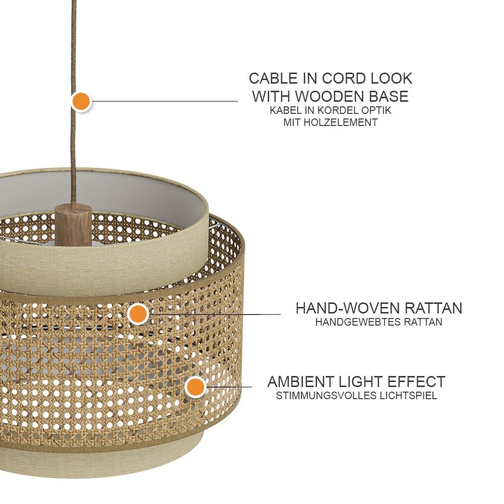 Vicco Lámpara de techo Morten, Crema, 45 x 31 cm | apto para bombillas E27, fácil montaje en techo