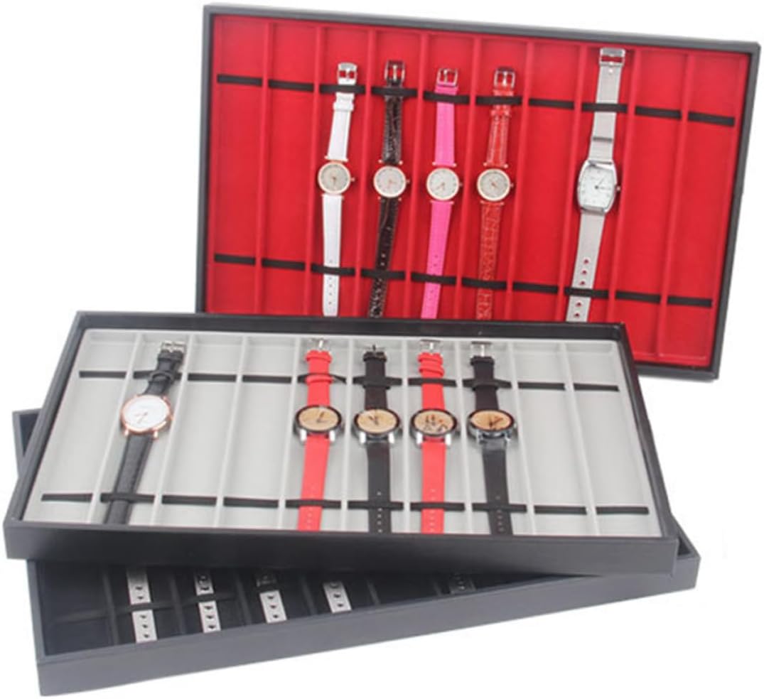 Veemoon Flannelette Watch Storage Tray Display Box 10 Grids for Jewelry
