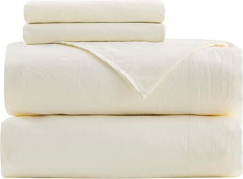 Vista 15 de Chezmoi Collection Juego de sábanas tamaño King lavado a piedra, 4 piezas extrasuaves, transpirables, resistentes a las arrugas y a la decoloración