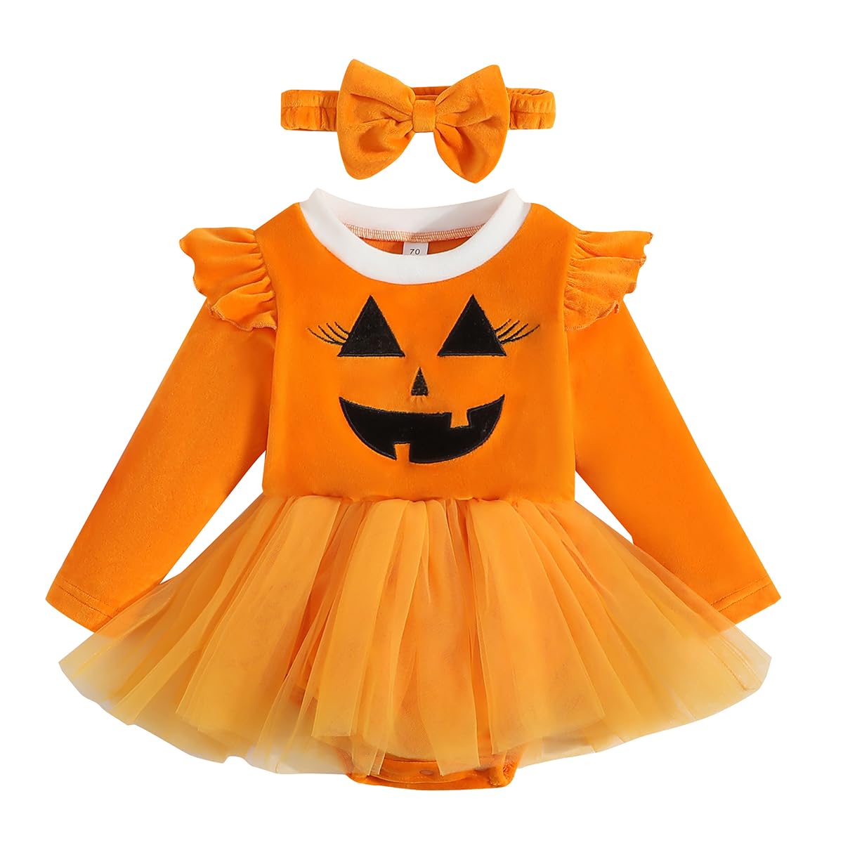 XuKoccYiee My 1st Halloween Newborn Baby Girl Pumpkin Romper Dress Tutu Onesie Infant Halloween Outfits Fall Winter Clothes