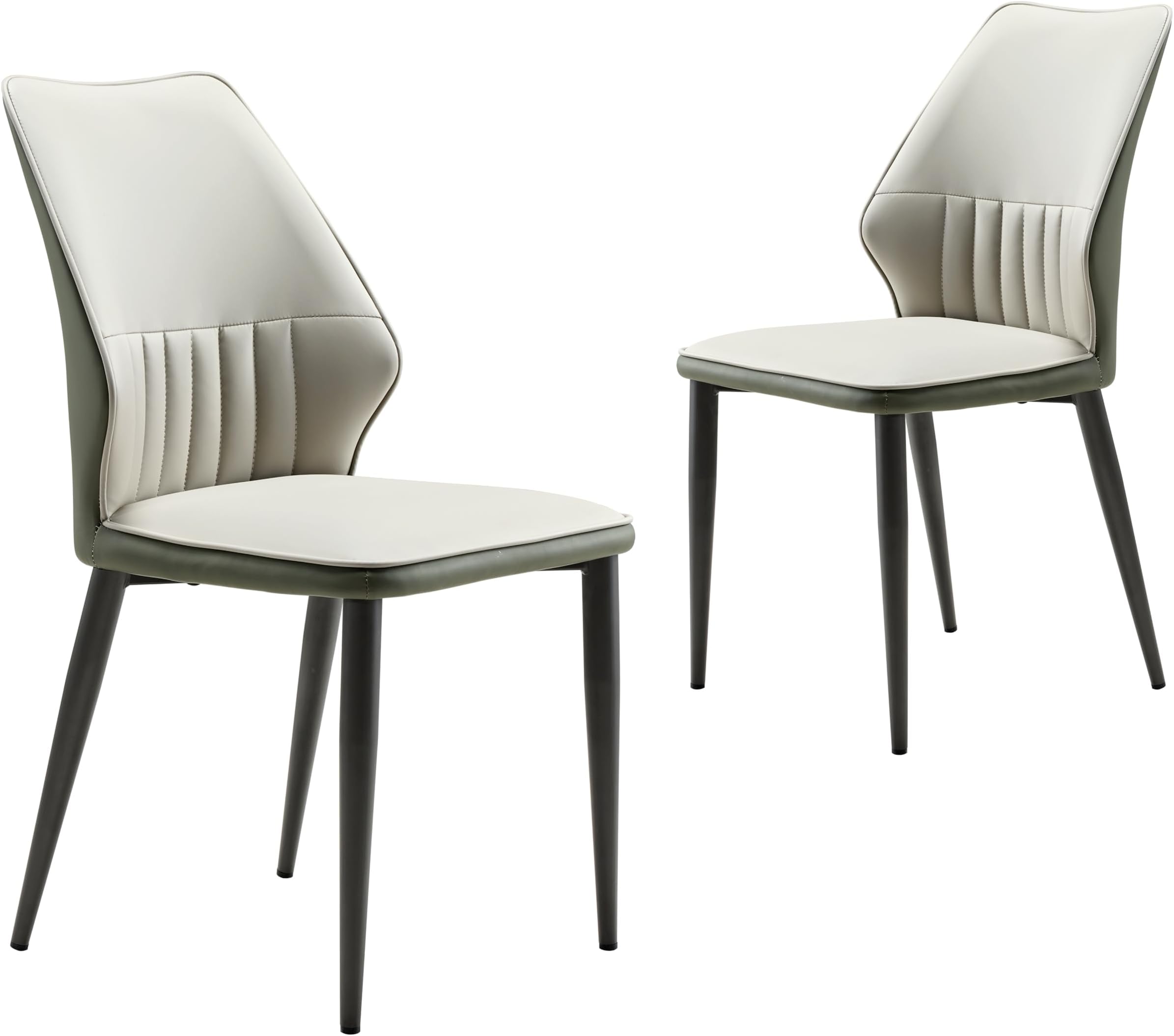 Dining Table Chairs, Kitchen Chairs Faux Leather, Upholstered Mid Century Dining Chairs, Dining Room Chair, Modern Dining Chairs for Guest Waiting Reception Living Room - 2 pcs