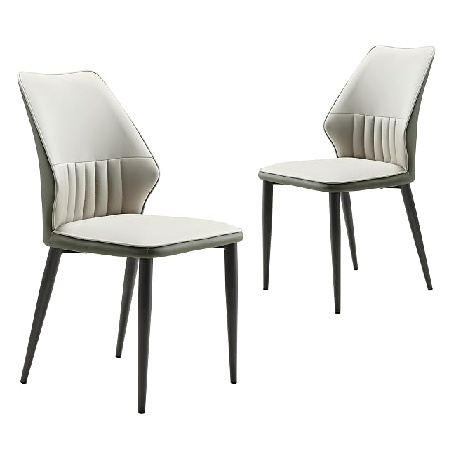Eureka Ergonomic EUREKA ERGONOMIC Dining Table Chairs, Kitchen Chairs Faux Leather, Upholstered Mid Century Dining Chairs, Dining Room Chair, Modern Dining Chairs for Guest Waiting Reception Living Room - 2 pcs