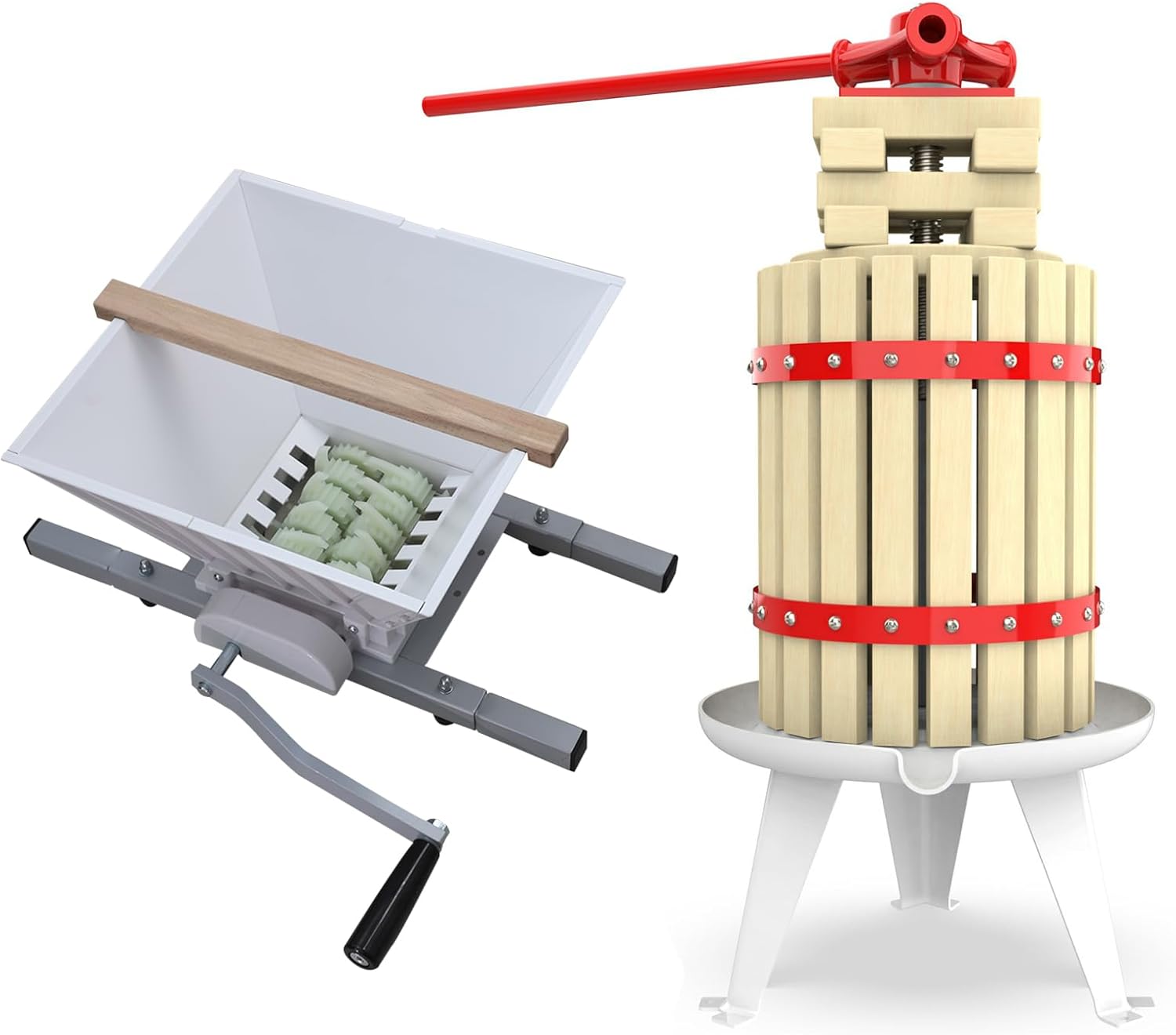 Fruit Wine Press and Crusher,100% Nature Apple&Grape&Berries Crusher Manual Juice Maker for Kitchen