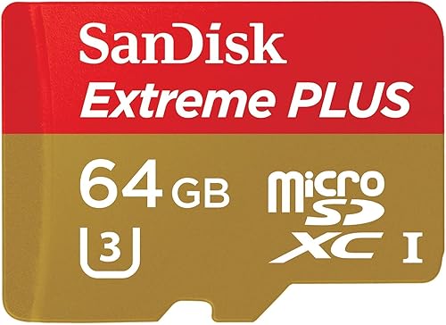 Sandisk Extreme Plus - Tarjeta de memoria flash - 64 GB - MicroSDXC UHS-I, ororojo (SDSQXSG-064G-ANCMA)