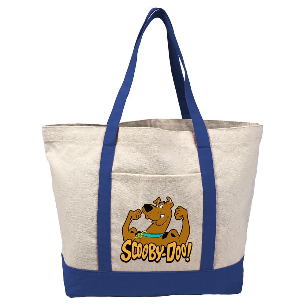 Popfunk Scooby-Doo! Flex Canvas Tote Bag With External Pocket, Reusable Shoulder Bag for Shopping, Beach, Royal