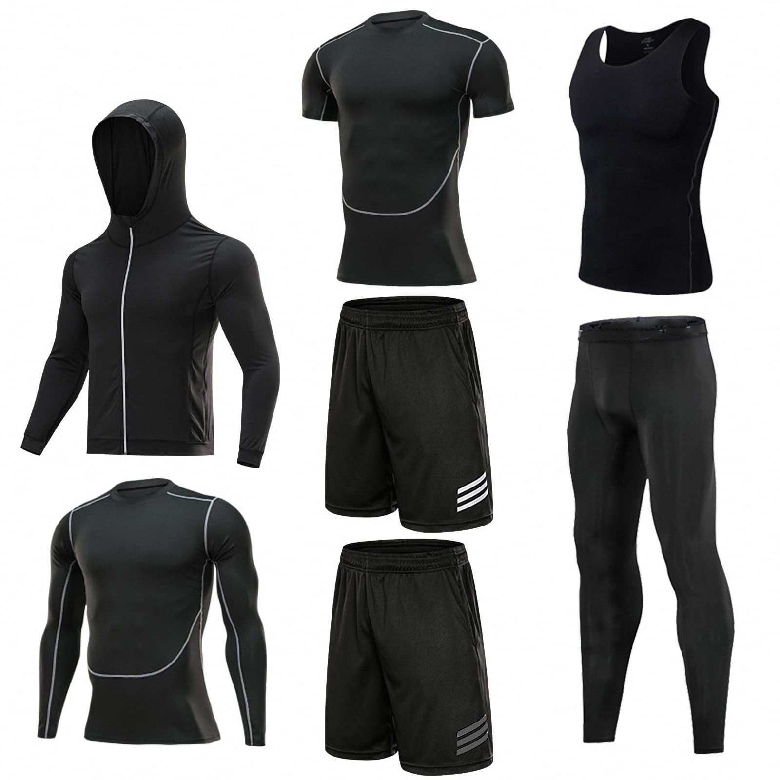 7-częściowy męski zestaw odzieży fitness, szybkoschnące legginsy na siłownię, outdoorowa warstwa bazowa odzież sportowa, styl 3, XXL