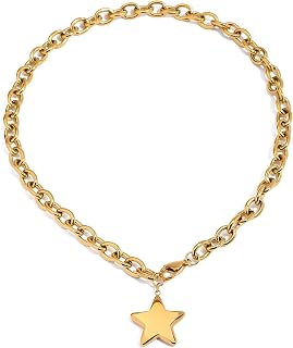 Star Chain Women's Gold, Wise Gold Chain & Gold Chunky Necklace, Thick Golden Necklace Choker for Women, Fine Necklace Punk Chain, Golden Chain Fashion Jewelry Ladies, Fashion Accessories Gift