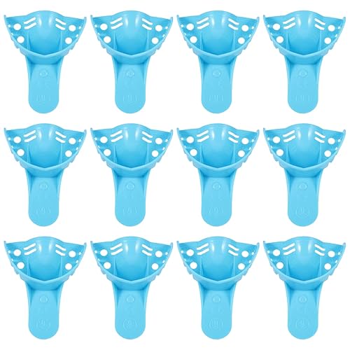 JMU Bandeja de impresión dental,Bolsa de 12 bandejas desechables perforadas,9 superior anterior