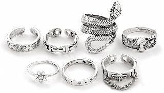 Shining Diva Fashion Latest Stylish Metal Boho Midi Finger Rings for Women and Girls - Silver