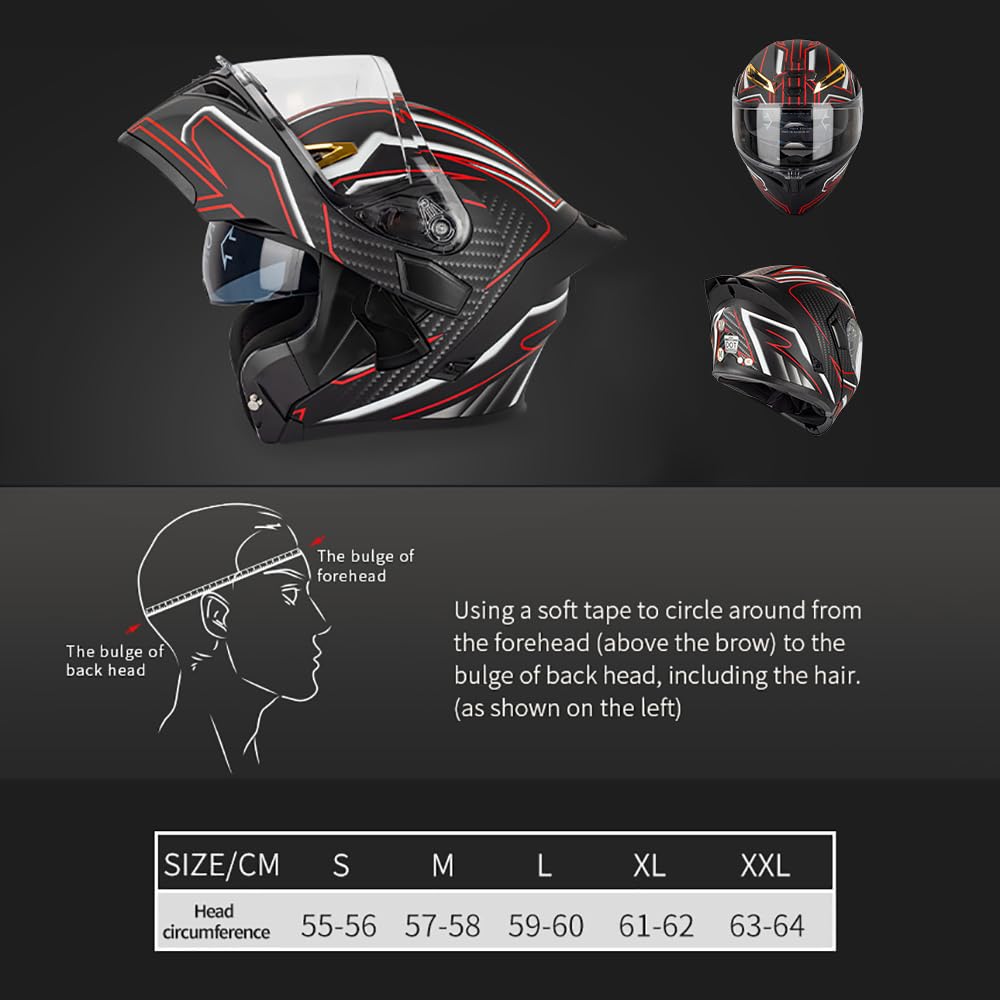 Casco Moto Modulare Apribile Integrato Bluetooth Slot Integrale Flip Up Doppia Visiera Caschi Motocross Modulari Street Bike Omologato DOT ECE per Uomo Donne Casco Modulare Scooter